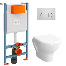 Унитаз с инсталляцией 4в1 Vitra V-fix Core 800-1873, Zentrum 5795B003-0850 функция биде, клавиша Root R хром