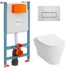 Унитаз с инсталляцией 4в1 Vitra V-fix Core 800-1875, BELLA 4449B003-0101 lift, клавиша Root S хром